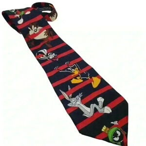 Vintage Looney Tunes Neck Tie 1995 Bugs Daffy Pepe Le Pew Taz Martin Martian